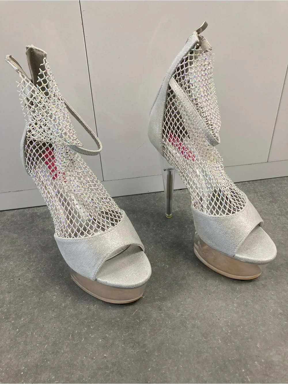 Women's Silver Mesh High Heel Sandals